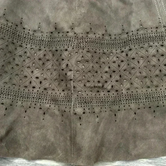 Lamarque | Brown Cowgirl 100% Leather Suede Dress with Cutout Designs Size 2 - Picture 3 of 14